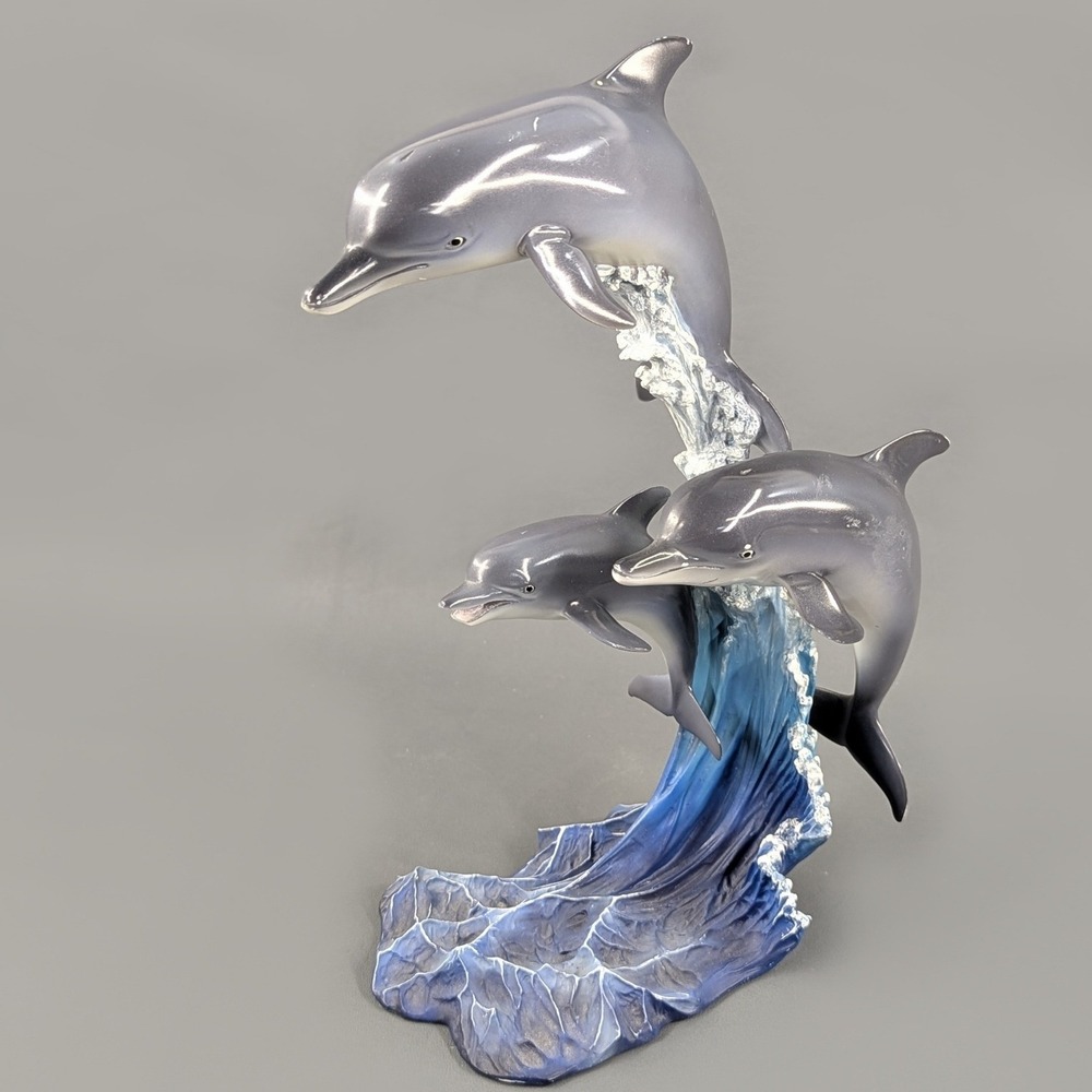 Danbury Mint Riding the Wave Dolphin Sculpture Mike Atkinson Resin Figurine